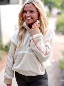 Jadelynn Brooke Around the Clock Teddy Quarter Zip Pullover