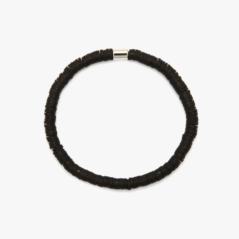 Puravida Black Seascape Vinyl Disc Stretch Bracelet