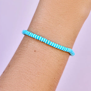 Puravida Canal Blues Seascape Vinyl Disc Stretch Bracelet