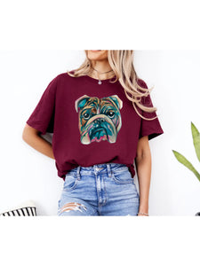 Watercolor Bulldogs Maroon Graphic SS Tee