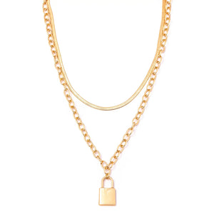 Layered Chain Paddock Pendant Necklace