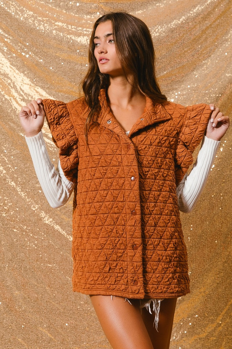 Warmth From Within Quilted Ruffle Sleeve Vest