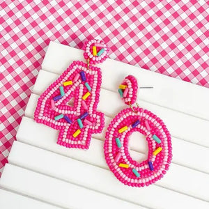 40 Birthday Beaded Dangle Earrings