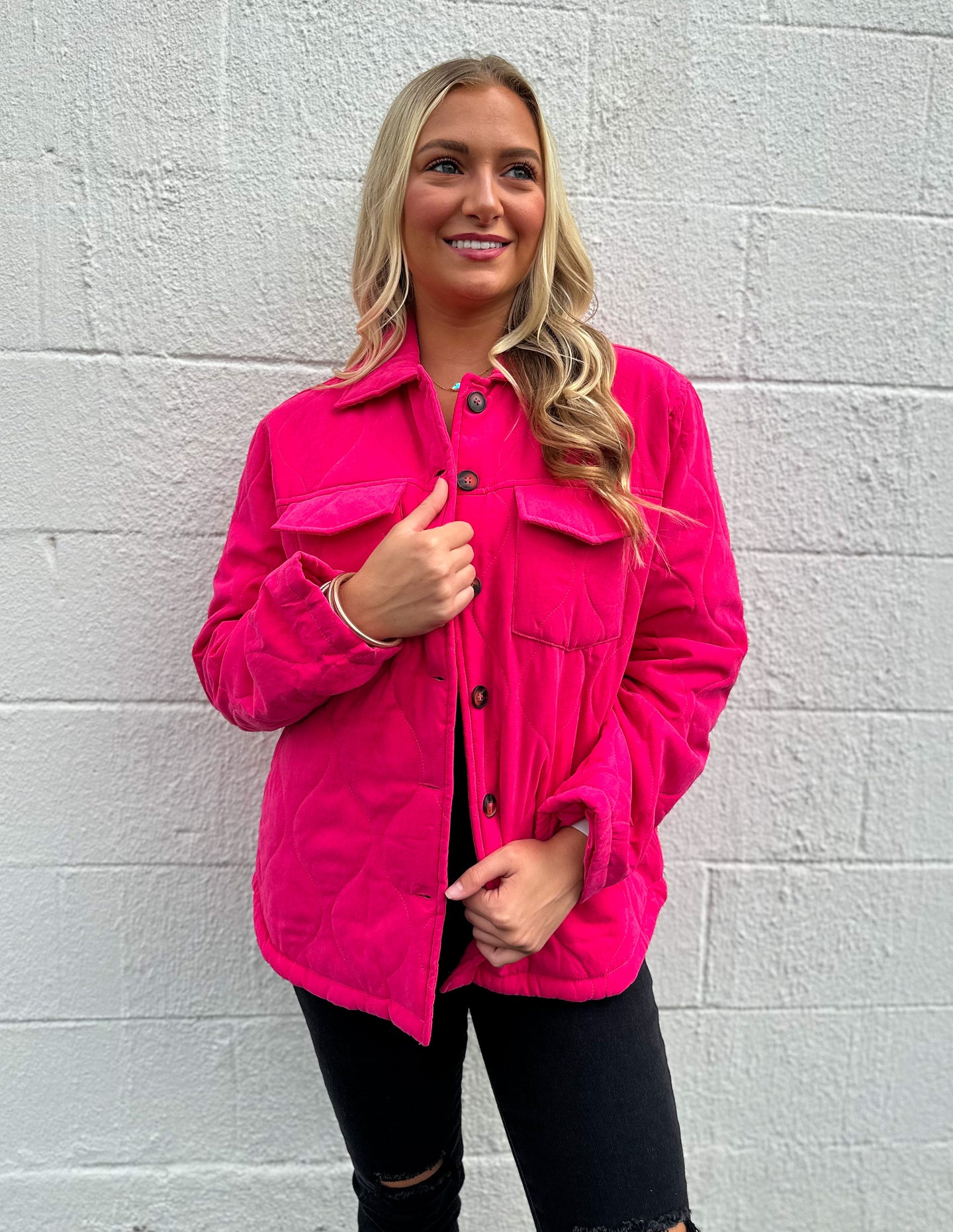 Pink Days Forever Quilted Pocket Jacket