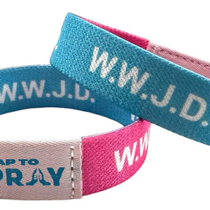 Versible WWJD Pink + Blue Tap to Pray Wristband