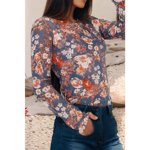 Favorite Floral Print  Mesh Top