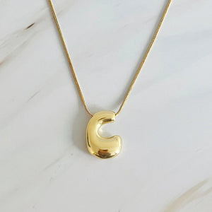 Balloon Letter Gold Initial Necklace