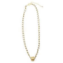 Load image into Gallery viewer, Erin Gray Small Barrel on Double Pyrite Necklace