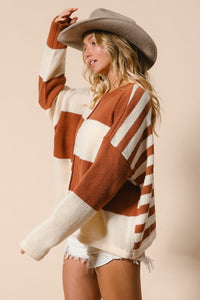 Simple Pleasures Color Block Knit Sweater