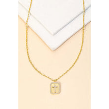 Load image into Gallery viewer, Pave Rectangle Cross Pendant Necklace