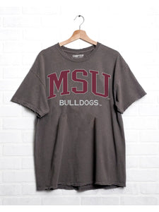 Mississippi State Bulldogs Filled Gault Gray Thrifted Tee