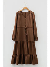 Load image into Gallery viewer, Picture Perfect LS Button V-Neck Tiered Maxi Dress