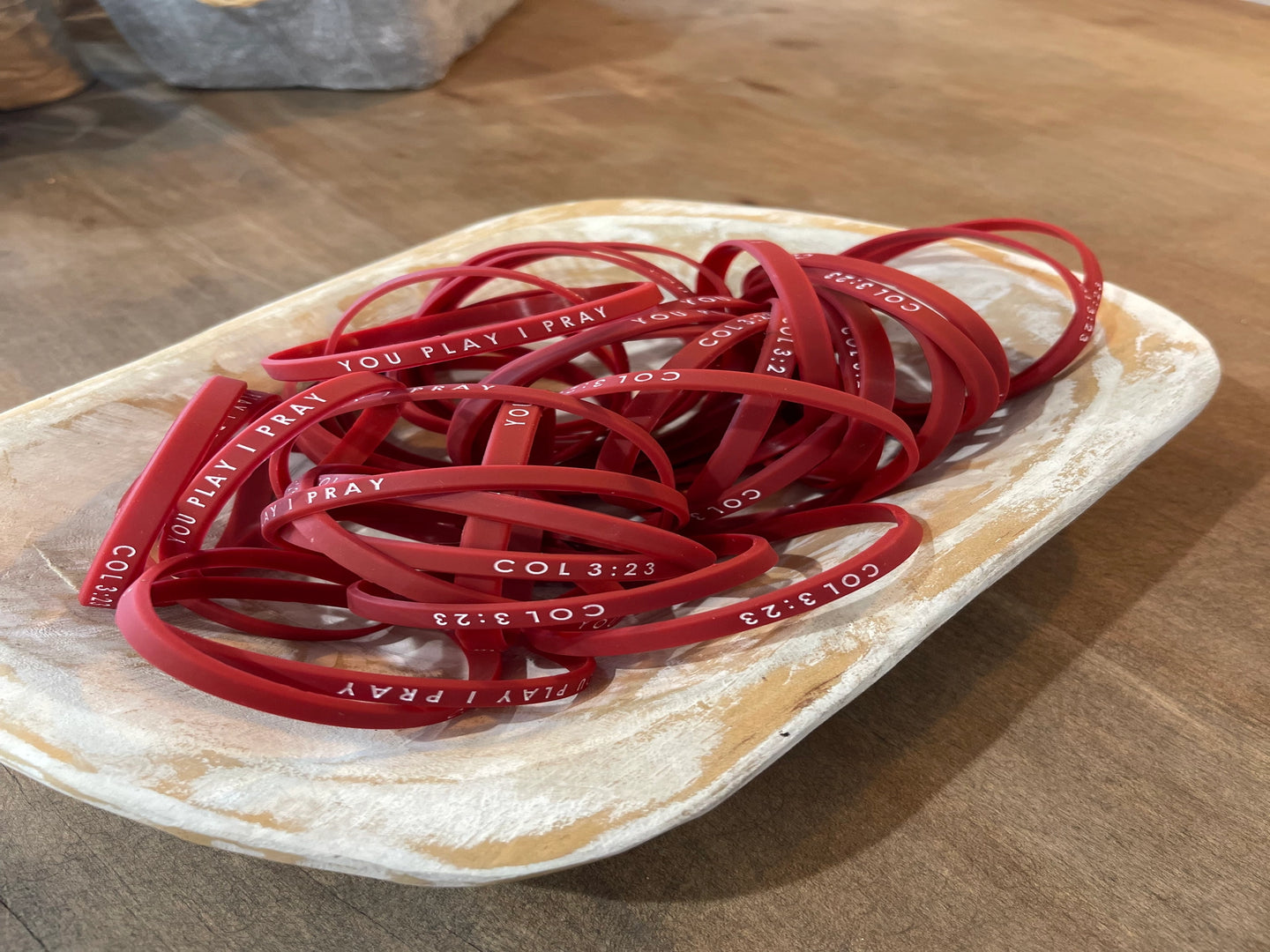 You Play I Pray Youth Team Spirit Bracelets Maroon