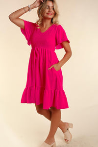 Adventure of a Lifetime Smocked Dress Hot Pink