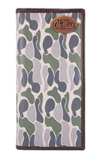 Load image into Gallery viewer, Ole Miss Rebels Secretary Old School Camo Leather Wallet: Green/Gray