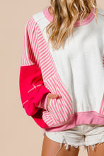 Load image into Gallery viewer, You&#39;re Misunderstood Terry Stripe Pullover in Pink