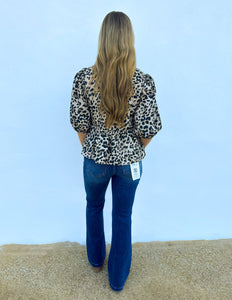 Open Up Your Heart Leopard Puff Sleeve Top