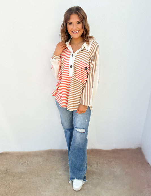 Now & Again Oversized Button Up Tunic Top