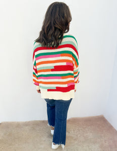 Never Gets Old Color Block Crochet Sweater