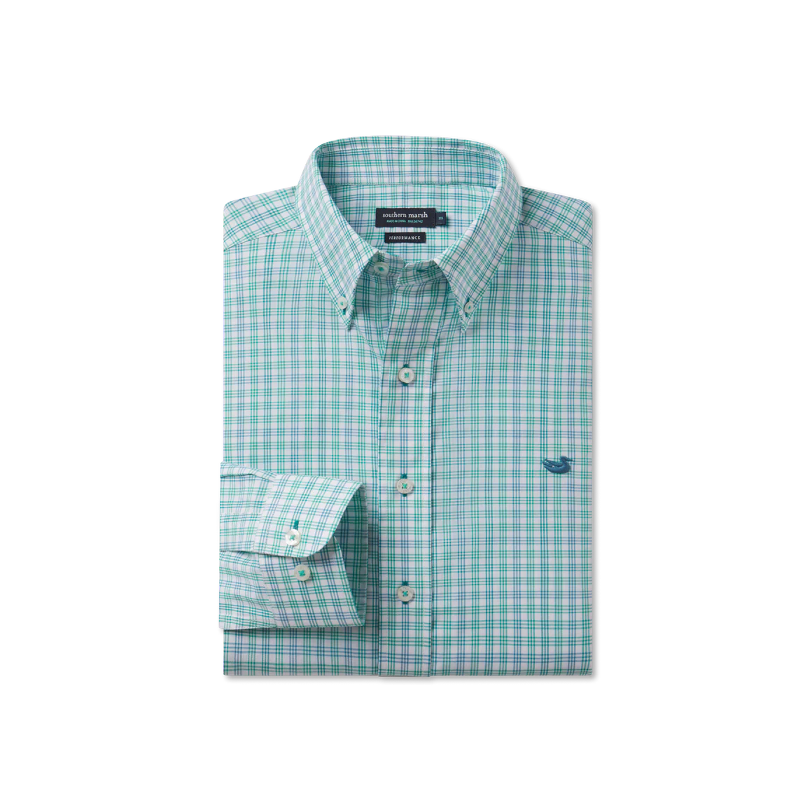 Southern Marsh Odessa Performance Dress Shirt Green & Teal