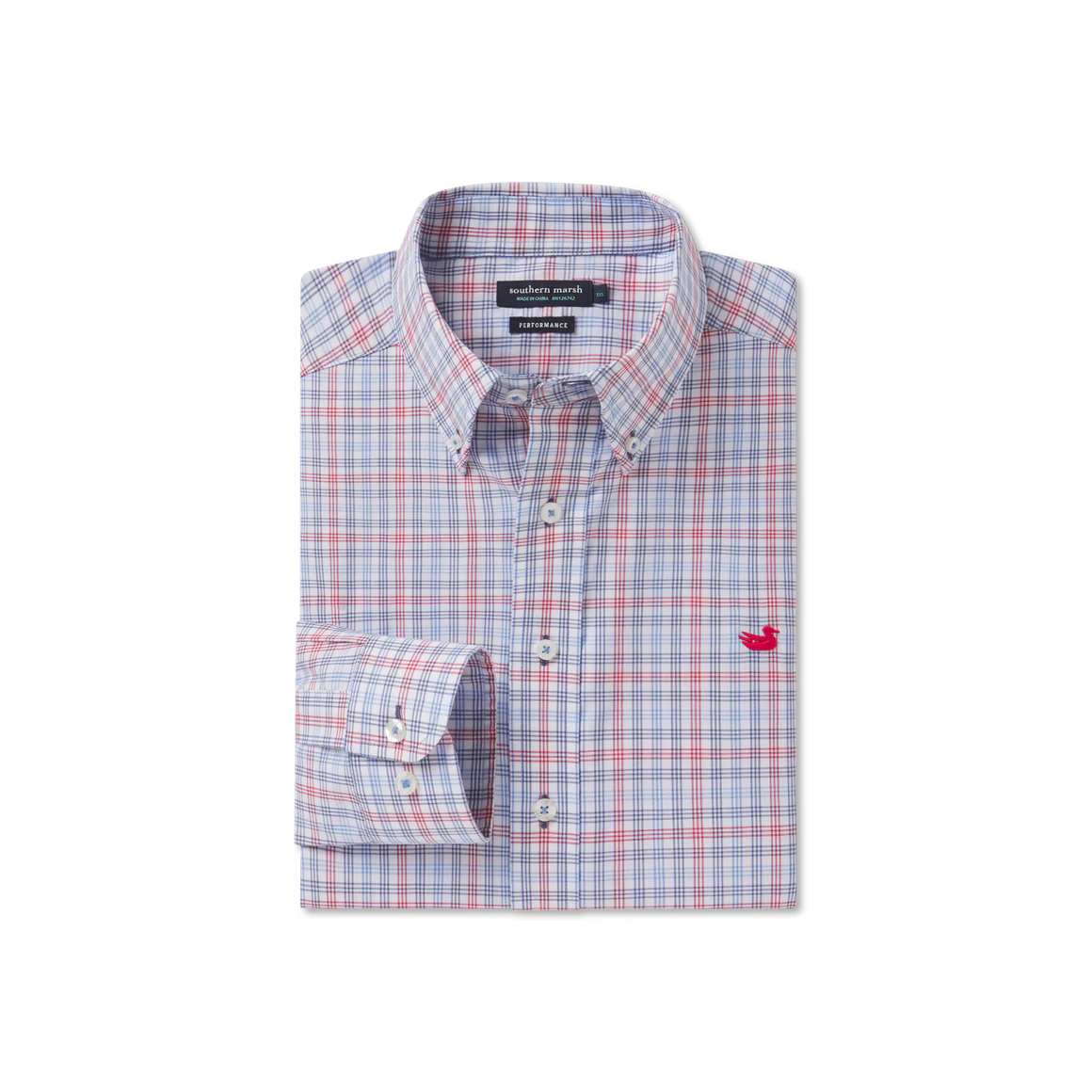 Southern Marsh Odessa Performance Dress Shirt Navy & Red