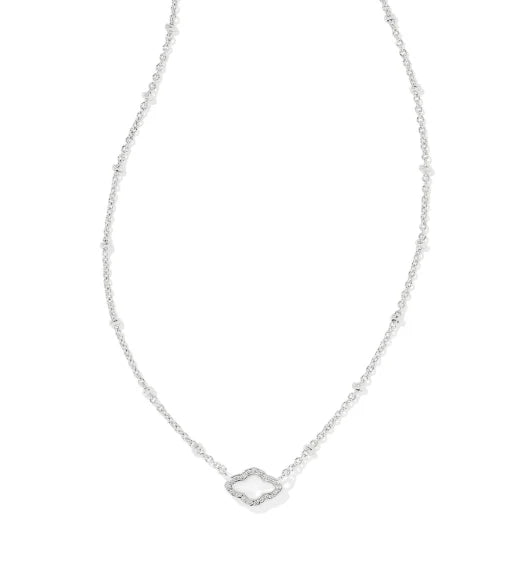 Kendra Scott Mini Abbie Pendant Necklace in Silver/Ivory MOP