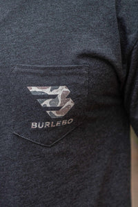 Burlebo Classic Deer Camo Signature Logo SS Tee Heather Black