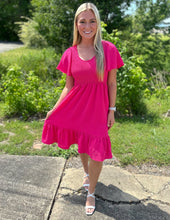 Load image into Gallery viewer, Adventure of a Lifetime Smocked Dress Hot Pink