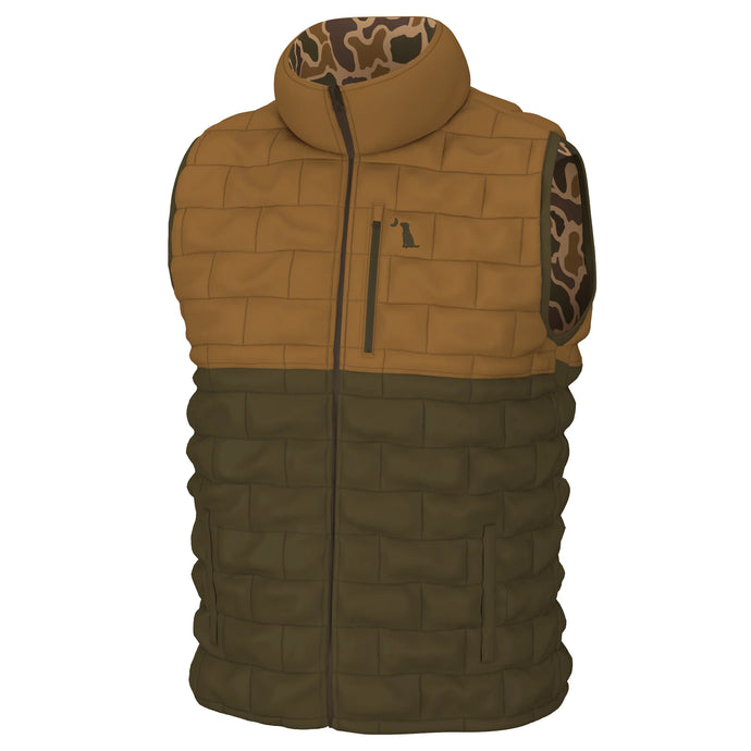 Local Boy Duck Down Reversible Vest in Old School Camo