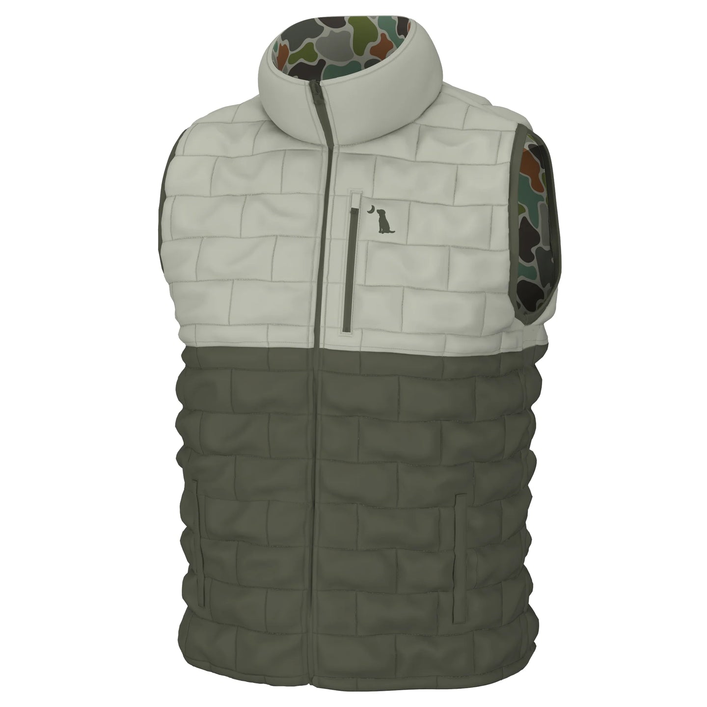 Local Boy Duck Down Reversible Vest in Forest Camo