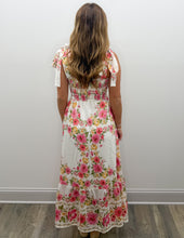 Load image into Gallery viewer, Take My Picture Floral Tie Strap Smocked Midi Dress in Red Multi