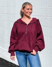 Load image into Gallery viewer, Pretty Girls Elastic Hem Hoodie Burgundy