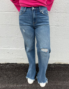 The Goodness High Rise Frayed Wide Leg Jeans