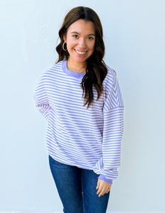 Feeling Girly & Cute Stripe Drop Shoulder Top