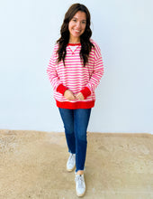 Load image into Gallery viewer, Looking Like an Angel Striped Oversized Sweatshirt in Pink