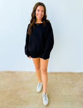 Load image into Gallery viewer, You Know Me Boat Neck Sweatshirt &amp; Shorts Set in Black