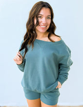 Load image into Gallery viewer, You Know Me Boat Neck Sweatshirt &amp; Shorts Set in Ash Jade