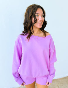 You Know Me Boat Neck Sweatshirt & Shorts Set in Mauve