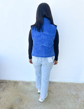 Load image into Gallery viewer, Our Best Bet Padded Corduroy Puffer Vest in Blue