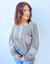 Load image into Gallery viewer, A Heart Like Mine Terry Knit Henley Top in Ash Brown