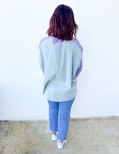 Load image into Gallery viewer, November Nights Striped Henley Top in Lilac