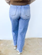 Load image into Gallery viewer, The Aftermath Distressed Hem Straight Leg Jeans in Denim Blue