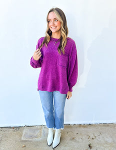 When I See Your Smile Brushed Sweater in Lt Plum