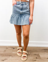 Load image into Gallery viewer, Let's Go Girls Ruffle Denim Skirt