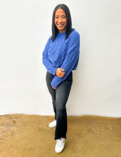 Load image into Gallery viewer, Cora Loose Fit Cable Knit Sweater in Blue