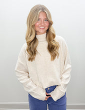 Load image into Gallery viewer, Talk You Out Of Leaving Mock Neck Sweater in Oatmeal