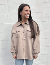 Load image into Gallery viewer, Busy Days Ahead Oversized Henley Top Taupe