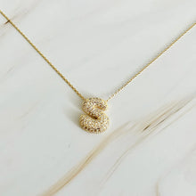 Load image into Gallery viewer, Crystal Bubble Letter Gold Initial Necklace