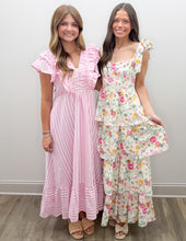 Load image into Gallery viewer, Its Best Stripe V-Neck Ruffle Midi Dress