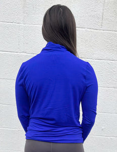 Layering Made Perfect Mock Neck Top Bright Blue